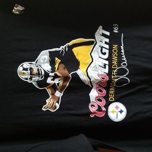 XL BLACK Coors Light black STEELERS  Dermontti Dawsin #63 short sleeved tee shir